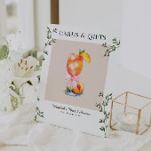 Bikinis & Bellinis Perzik Bruidsfeest Kaarten Cade Reclamebord Met Voetstuk