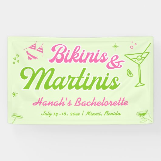 Bikini's en Martinis Bach Party Welkom Spandoek (Horizontaal)