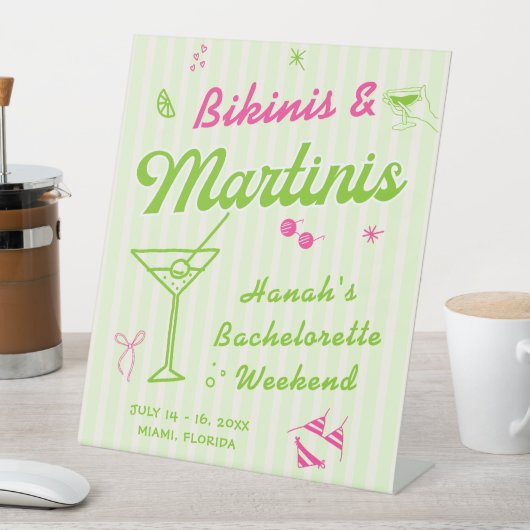 Bikini's en Martinis Bach Reclamebord Met Voetstuk (Insitu)