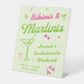 Bikini's en Martinis Bach Reclamebord Met Voetstuk (Voorkant)