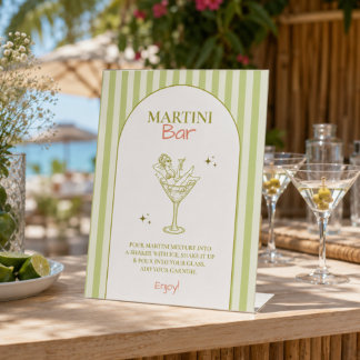 Bikinis en Martinis Bachelorette Bar Bord Reclamebord Met Voetstuk