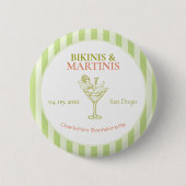 Bikinis en Martinis Bachelorette Party Bach Beach Ronde Button 5,7 Cm (Voorkant)