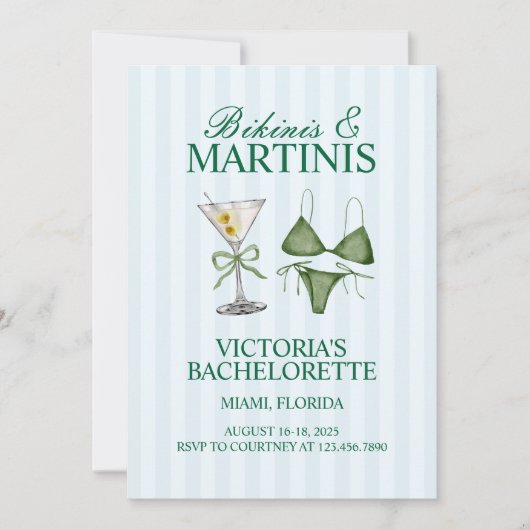 Bikini's en Martinis Bachelorette Party Route Kaart (Voorkant)