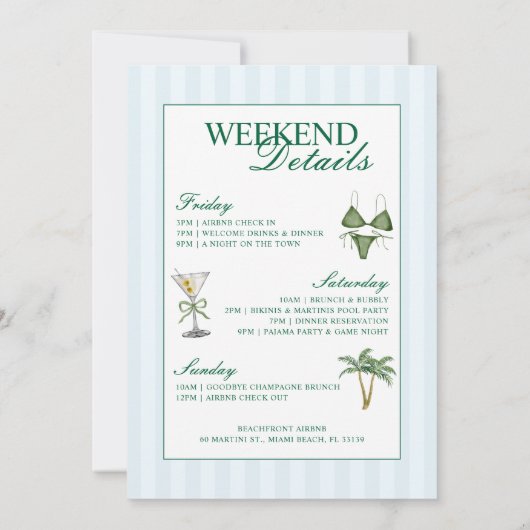 Bikini's en Martinis Bachelorette Party Route Kaart (Achterkant)