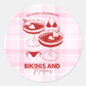 Bikini's en Martinis Bachelorette Ronde Sticker (Voorkant)