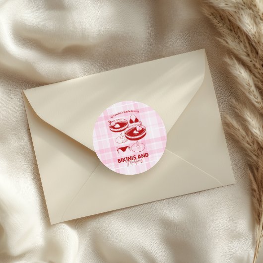 Bikini's en Martinis Bachelorette Ronde Sticker