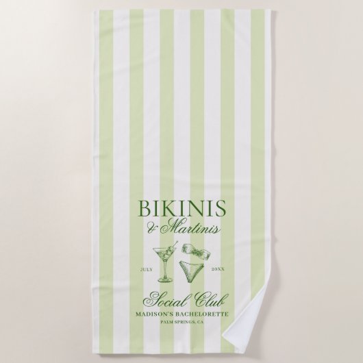 Bikini's en Martinis Bachelorette Strandlaken (Voorkant)