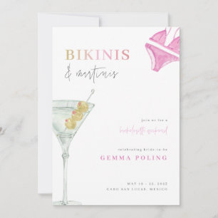 Bikinis en Martinis Bachelorette Weekend Invite Kaart