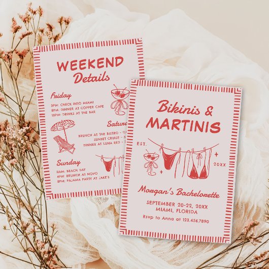 Bikinis en Martinis Bachelorettefeest Itinerarium Kaart