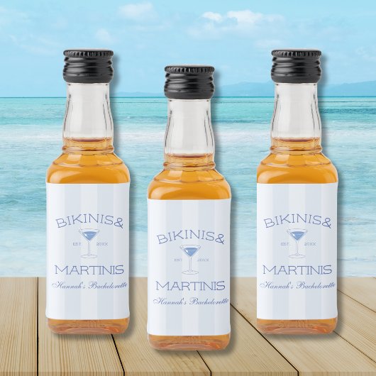 Bikinis en Martinis Beach Bachelorette-feestje Likeurfles Etiket
