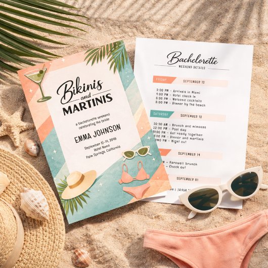 Bikinis en Martinis Beach Bachelorette-weekend Kaart