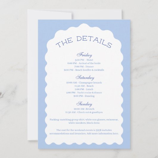 Bikini's en Martinis Beach Bachelorette Weekend Kaart (Achterkant)