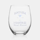 Bikini's en Martinis Beach Bachelorette Wijnglas Zonder Voet (Voorkant)