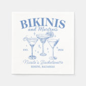 Bikini's en Martinis Blue Bachelorette Party Servet (Voorkant)