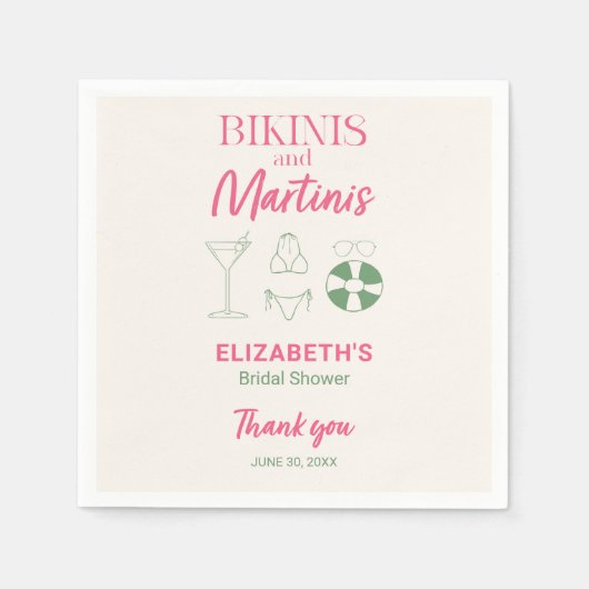 Bikinis en Martinis Bruidsdouche Decor Strand Servet (Voorkant)