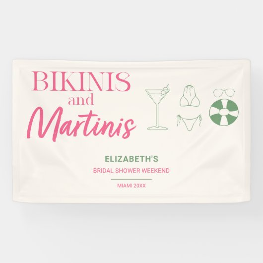 Bikinis en Martinis Bruidsuitje Weekend Strand Spandoek (Horizontaal)