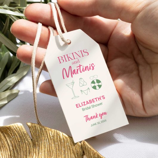 Bikinis en Martinis Bruiloftsfeest Decoratie Stran Cadeaulabel