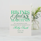 Bikini's en Martinis - Custom Bachelorette Party Kaart (Staand voorkant)