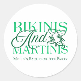 Bikini's en Martinis - Custom Bachelorette Party Ronde Sticker