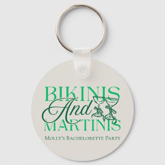 Bikini's en Martinis - Custom Bachelorette Party Sleutelhanger (Voorkant)