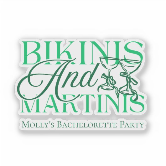 Bikini's en Martinis - Custom Bachelorette Party Sticker (Voorkant)