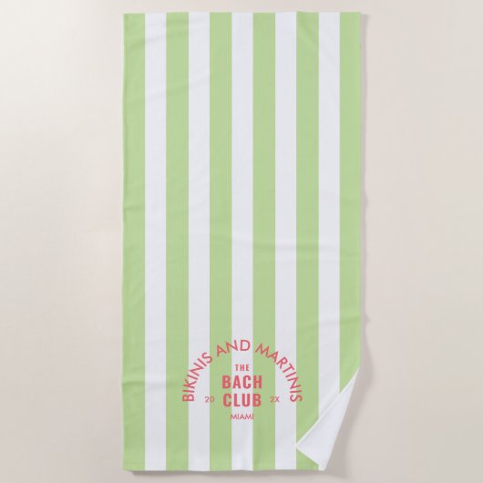 Bikini's en Martinis de Bach Club Green Stripe Strandlaken (Voorkant)