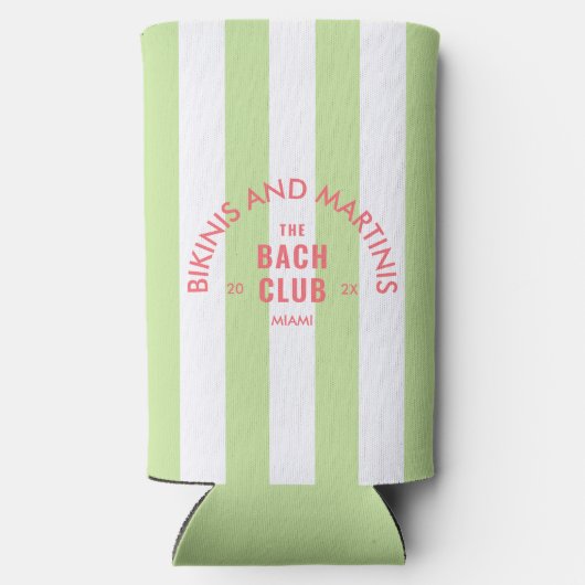 Bikinis En Martinis De Bach Club Groene Streep Seltzer Blikjeskoeler (Achterkant)