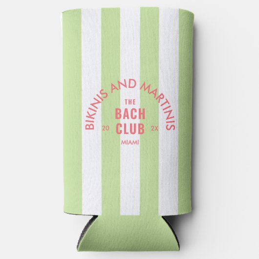 Bikinis En Martinis De Bach Club Groene Streep Seltzer Blikjeskoeler (Voorkant)