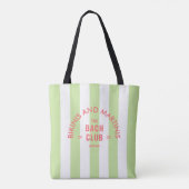 Bikinis En Martinis De Bach Club Groene Streep Tote Bag (Achterkant)