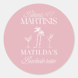 Bikinis en martini's Elegante vintage vrijgezellen Ronde Sticker