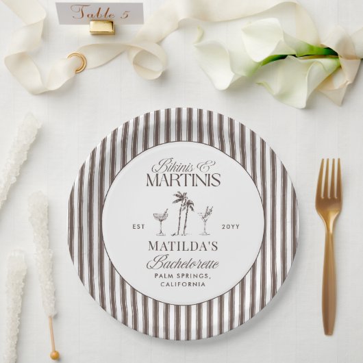 Bikinis en martinis Elegante vrijgezellenfeest Papieren Bordje (Huwelijk)