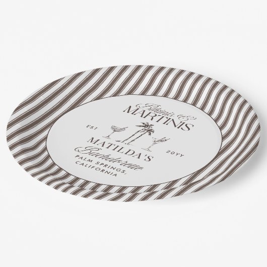 Bikinis en martinis Elegante vrijgezellenfeest Papieren Bordje (Gekanteld)