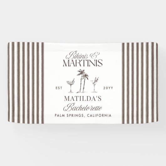 Bikinis en martinis Elegante  vrijgezellenfeest Spandoek (Horizontaal)