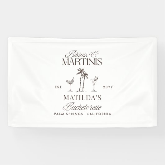 Bikinis en martinis Elegante vrijgezellenfeest Spandoek (Horizontaal)