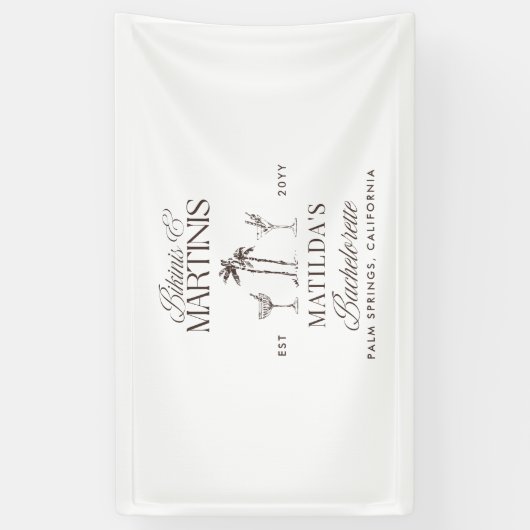 Bikinis en martinis Elegante vrijgezellenfeest Spandoek (Verticaal)