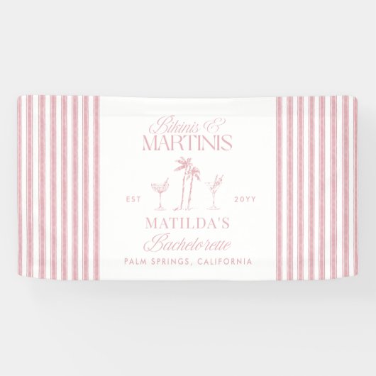 Bikinis en martinis Elegante  vrijgezellenfeest Spandoek (Horizontaal)