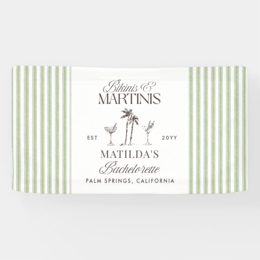 Bikinis en martinis Elegante vrijgezellenfeest Spandoek (Horizontaal)