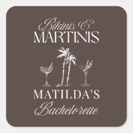 Bikinis en martinis Elegante vrijgezellenfeest Vierkante Sticker