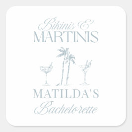Bikinis en martinis Elegante vrijgezellenfeest Vierkante Sticker