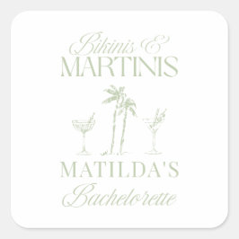Bikinis en martinis Elegante vrijgezellenfeest Vierkante Sticker