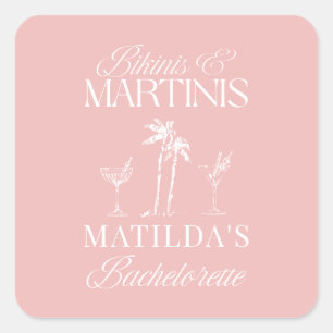 Bikinis en martinis Elegante  vrijgezellenfeest Vierkante Sticker