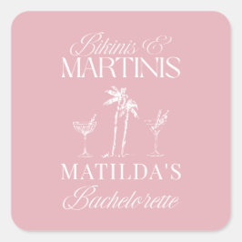 Bikinis en martinis Elegante vrijgezellenfeest Vierkante Sticker