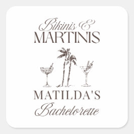 Bikinis en martinis Elegante vrijgezellenfeest Vierkante Sticker