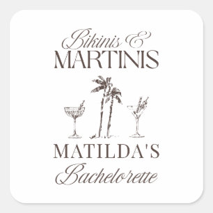 Bikinis en martinis Elegante vrijgezellenfeest Vierkante Sticker