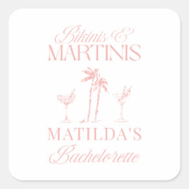 Bikinis en martinis Elegante vrijgezellenfeest Vierkante Sticker