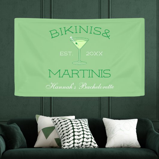 Bikini's en Martinis Green Beach Bachelorette Spandoek