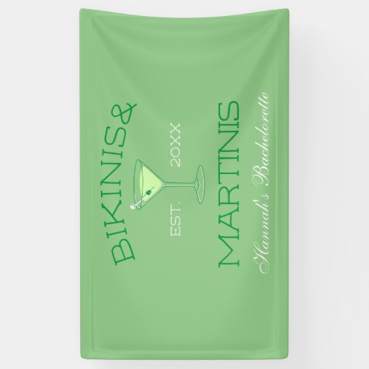 Bikini's en Martinis Green Beach Bachelorette Spandoek (Verticaal)