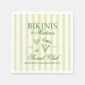 Bikini's en Martinis Green Striped Servet (Voorkant)