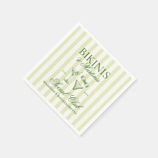 Bikini's en Martinis Green Striped Servet (Hoek)