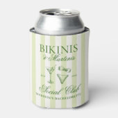Bikinis en Martinis Groen Gestreepte Blikjeskoeler (Blikje Voorkant)